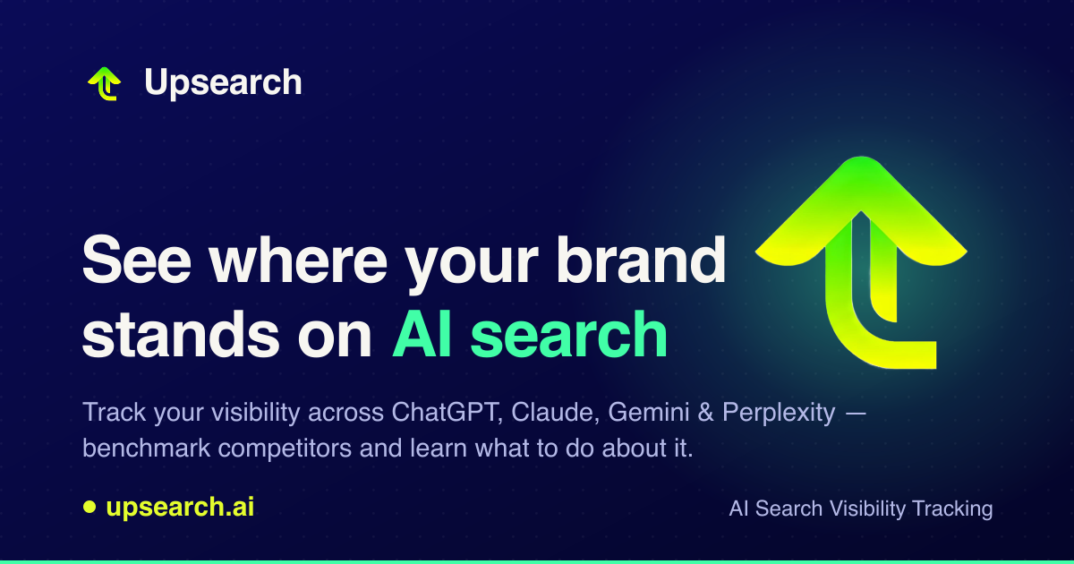 Screenshot of Upsearch, Track how ChatGPT, Claude and Gemini talk about your brand